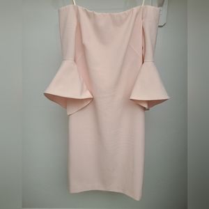 Eliza J Off The Shoulder Blush Pink Midi Dress Size 2